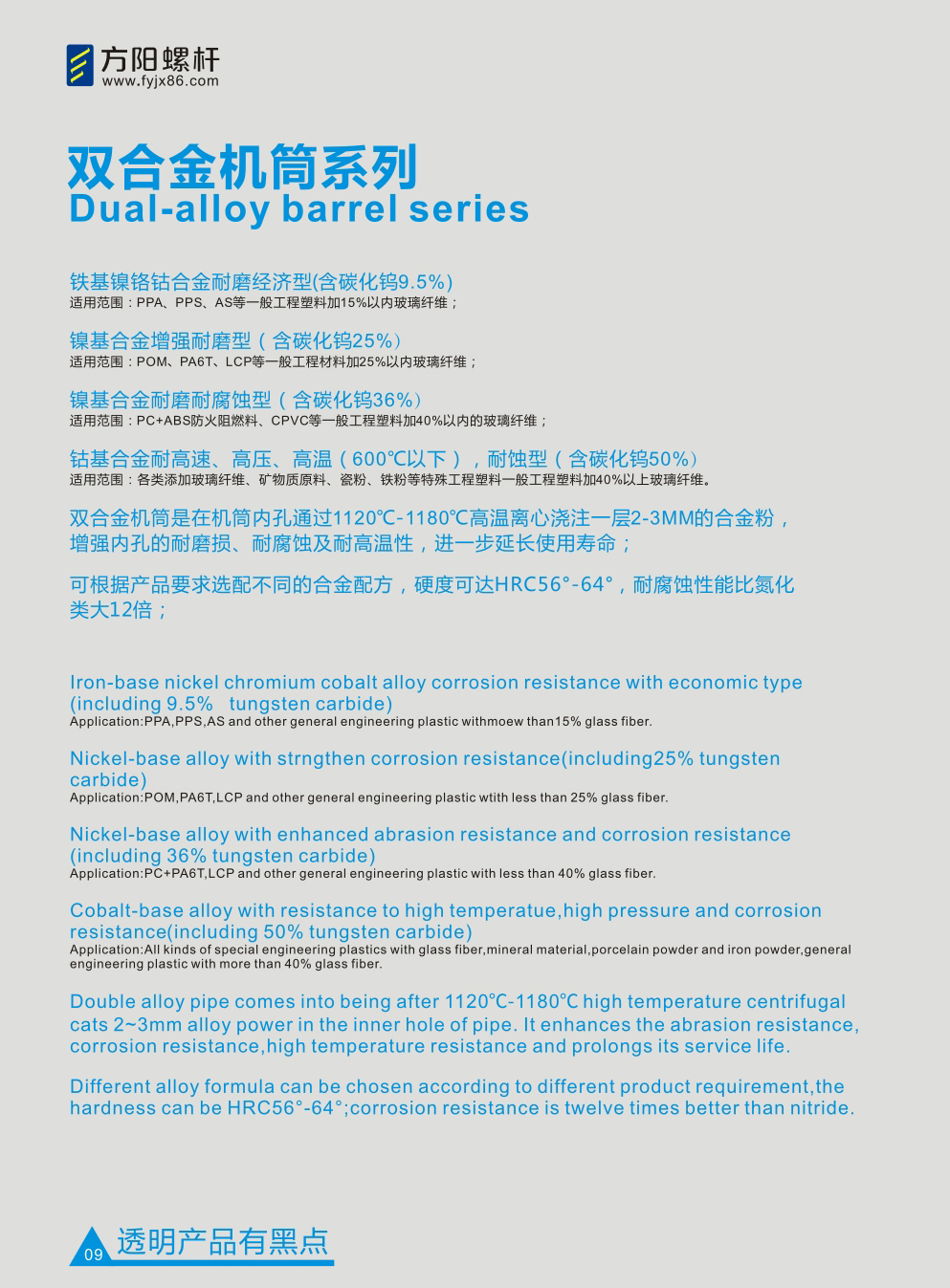 方陽(yáng)螺桿-雙合金機(jī)筒系列 方陽(yáng)螺桿-雙合金機(jī)筒系列